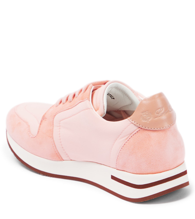 Shop Loro Piana My Wind Suede-trimmed Sneakers In Pink