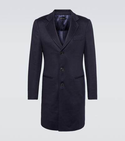 Shop Giorgio Armani Cashmere Coat In Blue