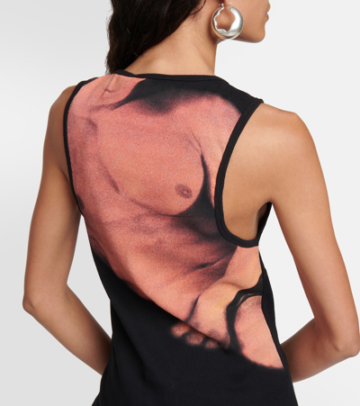 Shop Jw Anderson Printed Cotton-blend Tank Top In Black