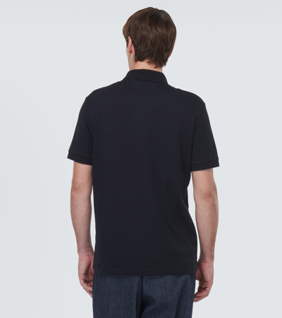 Shop Giorgio Armani Cotton-blend Polo Shirt In Blue