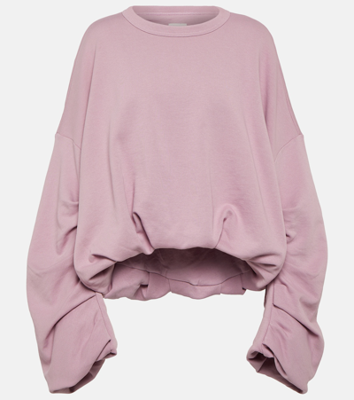 Shop Dries Van Noten Hannett Draped Cotton Sweatshirt In Pink