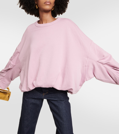 Shop Dries Van Noten Hannett Draped Cotton Sweatshirt In Pink