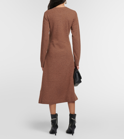 Shop Jw Anderson Padlock Wool Midi Dress In Brown