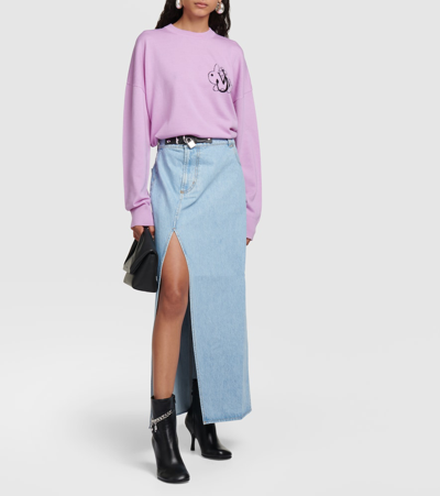 Shop Jw Anderson Asymmetric Denim Maxi Skirt In Blue