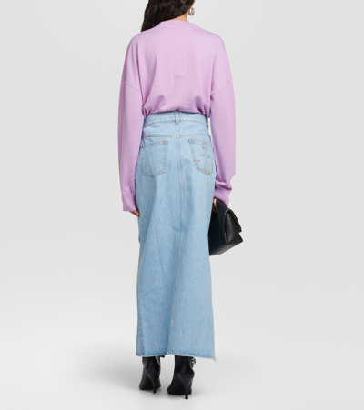 Shop Jw Anderson Asymmetric Denim Maxi Skirt In Blue