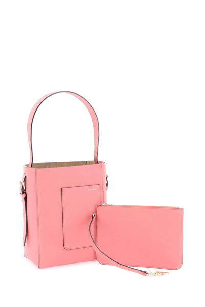 Shop Valextra Leather Bucket Bag In Pink