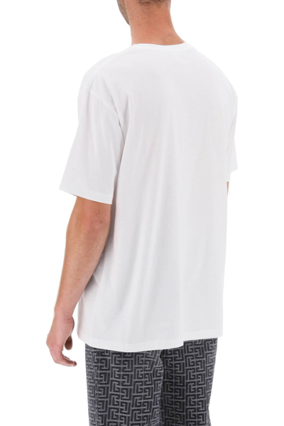 Shop Balmain Logo Medallion T-shirt In White