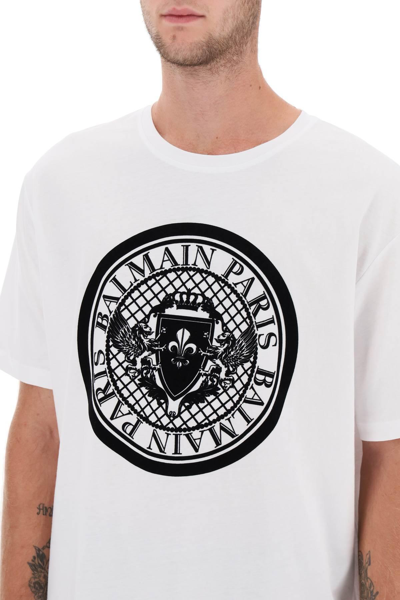 Shop Balmain Logo Medallion T-shirt In White