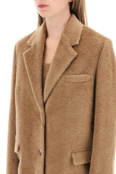 Shop Totême Single-breasted Teddy Coat In Beige