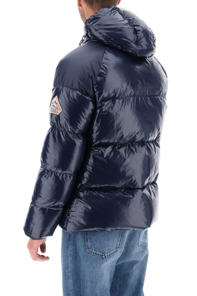 Shop Pyrenex 'sten' Short Hooded Down Jacket In Blue