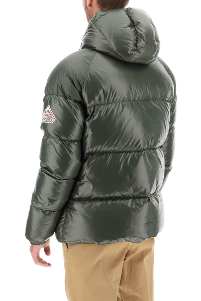 Shop Pyrenex 'sten' Short Hooded Down Jacket In Khaki