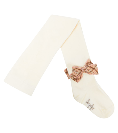 Shop Il Gufo Baby Embellished Cotton-blend Tights In Neutrals