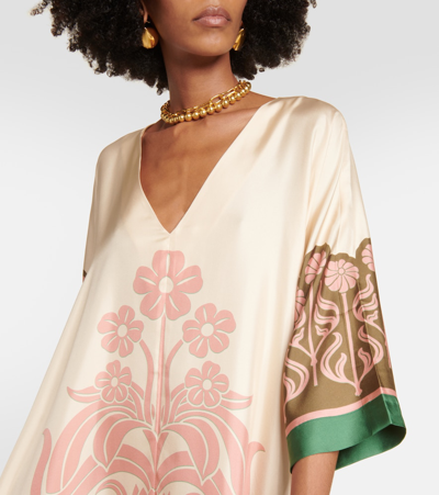 Shop La Doublej Muumuu Floral Silk Maxi Dress In Multicoloured