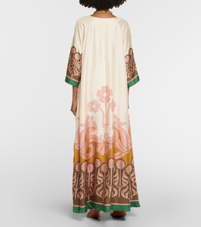 Shop La Doublej Muumuu Floral Silk Maxi Dress In Multicoloured