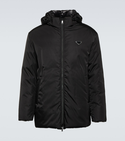 Shop Prada Re-nylon Reversible Puffer Jacket In Black