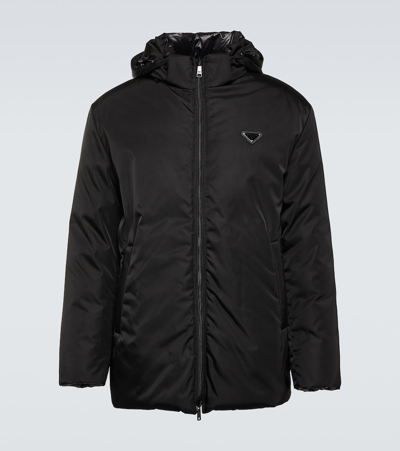 Prada Re-nylon Reversible Puffer Jacket In Black