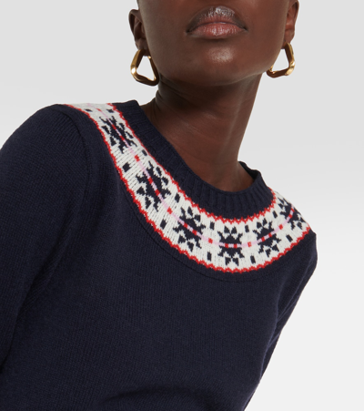 Shop Apc Jacquard Virgin Wool Sweater In Blue
