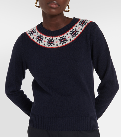 Shop Apc Jacquard Virgin Wool Sweater In Blue