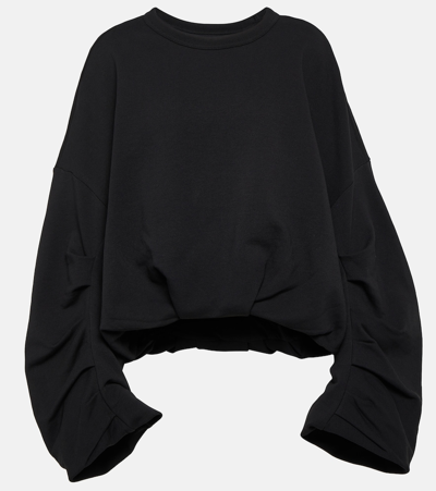 Shop Dries Van Noten Hannett Draped Cotton Sweatshirt In Black