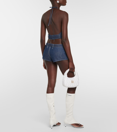 Miu Miu Low-rise Slim Denim Shorts In Blue