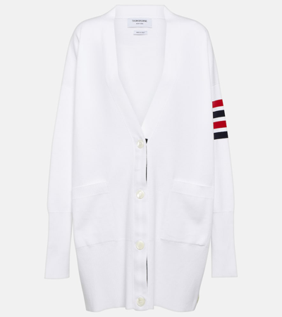 Shop Thom Browne 4-bar Cotton Cardigan In White