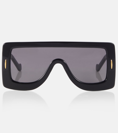 Shop Loewe Anagram Flat-brow Sunglasses In Black
