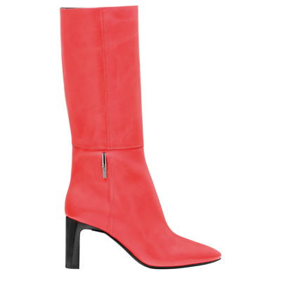 Shop Longchamp Heel Boots Roseau In Rouge Kiss