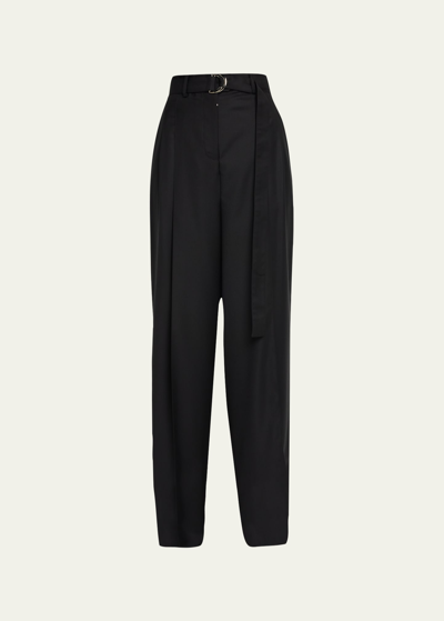 Shop Peter Do Pleated D-ring Tailored Pants In Black