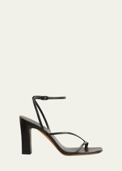 Shop Vince Qiana Strappy Leather Ankle-strap Sandals In Black