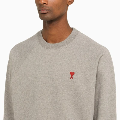 Shop Ami Alexandre Mattiussi Ami Paris Ami De Couer Crewneck Sweatshirt In Grey