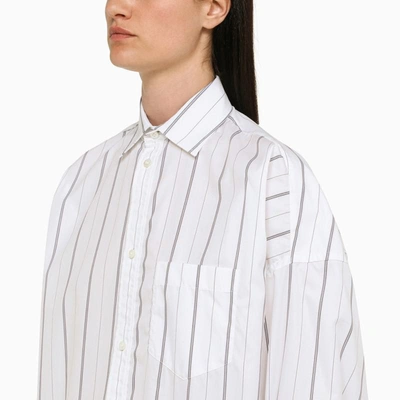 Shop Balenciaga Striped Oversize Shirt In White