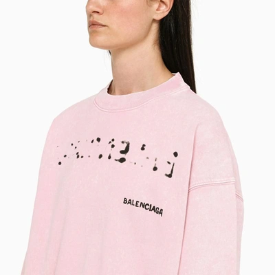 Shop Balenciaga Washed-out Crew-neck Sweatshirt In Pink