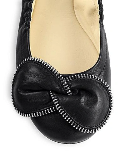 Shop See By Chloé Clara Leather Bow Ballet Flats In Black