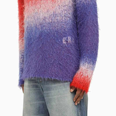 Shop Erl Blue/red Shaded Crew-neck Jumper In Multicolor