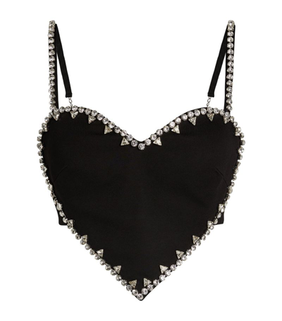 Shop Area Nyc Embellished-trim Heart Top In Black