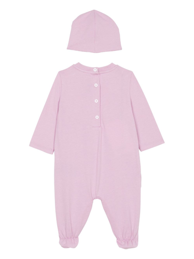 Shop Balmain Logo-print Babygrow Set In Pink