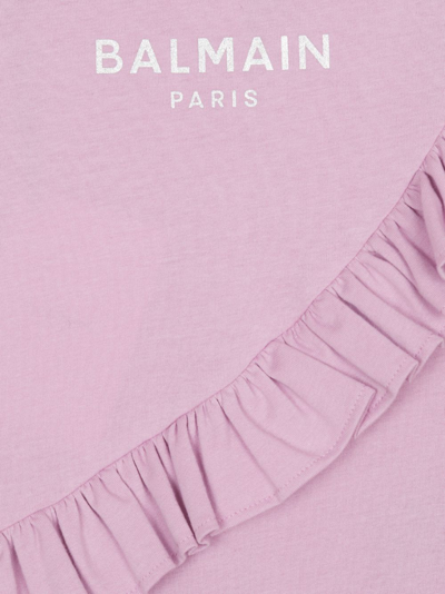 Shop Balmain Logo-print Babygrow Set In Pink