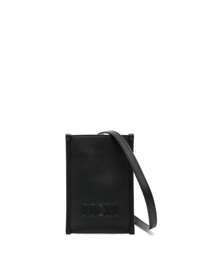 Shop Mcm Aren Logo-debossed Phone Pouch In Black