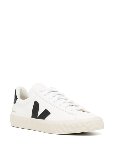 Veja Campo White And Black Low Top Sneakers In Vegan Leather Unisex In White