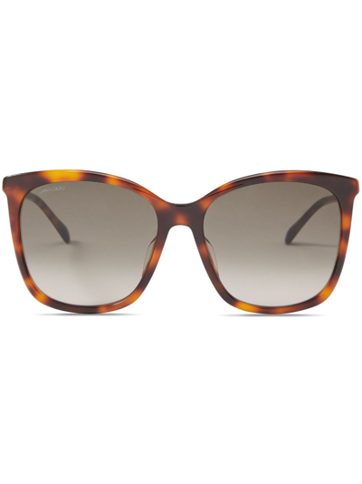 Shop Jimmy Choo Nerea Oversize-frame Sunglasses In Brown