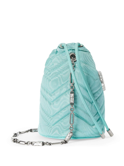 Shop Gucci Gg Marmont Silk Bucket Bag In Blue