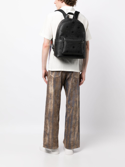 Mcm Medium Stark Leather Backpack In Black
