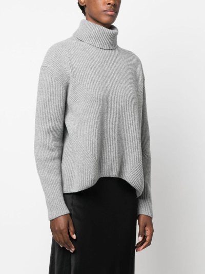 Shop Pinko Roll-neck Ribbed Jumper In Grey