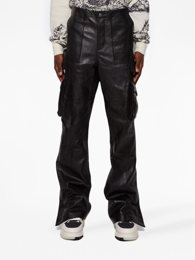 Shop Amiri Cargo-pockets Straight-leg Trousers In Black