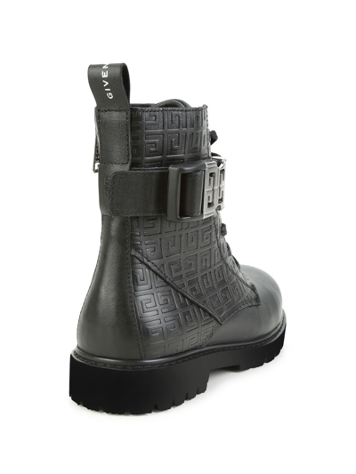 Shop Givenchy Logo-buckle Lace-up Leather Boots In Black