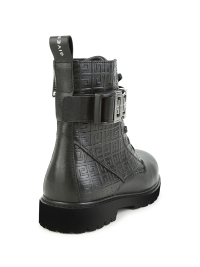 Givenchy Logo-buckle Lace-up Leather Boots In Black