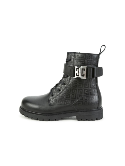 Givenchy Logo-buckle Lace-up Leather Boots In Black