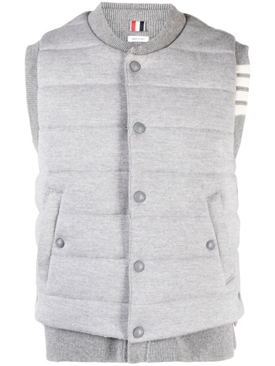 Shop Thom Browne Padded-design Button-down Gilet In Grey