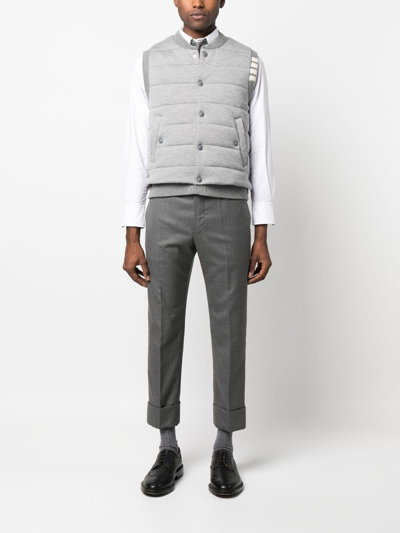 Shop Thom Browne Padded-design Button-down Gilet In Grey