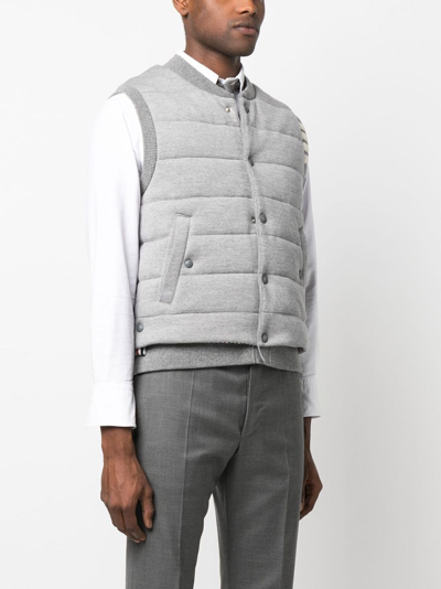 Shop Thom Browne Padded-design Button-down Gilet In Grey